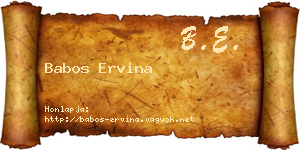 Babos Ervina névjegykártya